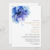 水彩青花 お別れと追悼の式典 招待状 (正面/裏面)
