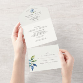 水彩青花 オールインワン招待状