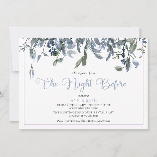 水彩青花 夜前 招待状 (正面)