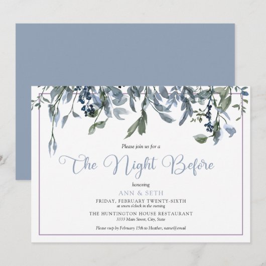 水彩青花 夜前 招待状 (正面/裏面)