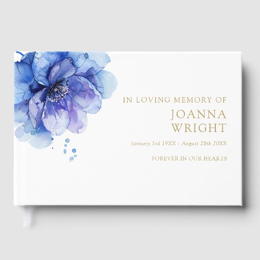 水彩青花 追憶のメモリー葬儀 ゲストブック (正面)