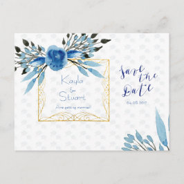 水彩青花 Save The Date ウェディング 案内ポストカード