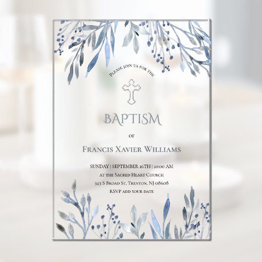 水彩青葉バプテスマ アクリル招待状
