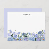 水彩青薄紫アジサイパーソナライズされた ノートカード (正面/裏面)
