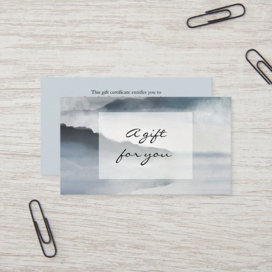 水彩青藍の山のギフト証明書 名刺 (正面/裏面インサイチュ)