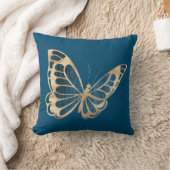 水彩青蝶と金ゴールド蝶 クッション (ブランケット)