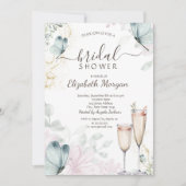 水彩青蝶シャンパングラス 招待状 (正面)