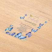 水彩青蝶レインボー誕生日 アクリル招待状 (レイダウン)