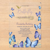 水彩青蝶レインボー誕生日 アクリル招待状 (正面)