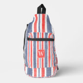 水彩青赤ストライプ白スタイル スリングバッグ (正面)