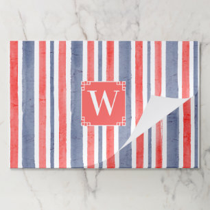 水彩青赤ストライプ白スタイル ペーパーパッド