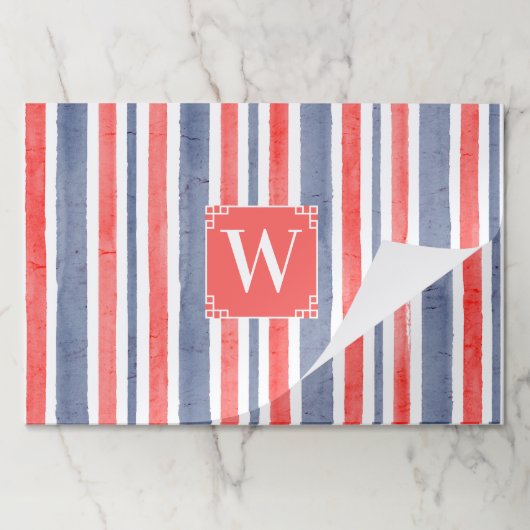 水彩青赤ストライプ白スタイル ペーパーパッド (折り畳み)