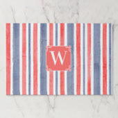 水彩青赤ストライプ白スタイル ペーパーパッド (正面)