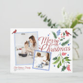 水彩青赤メリークリスマス2枚 シーズンカード (スタンド正面)