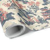 水彩青赤中国城塔 ラッピングペーパー (ロールコーナー)