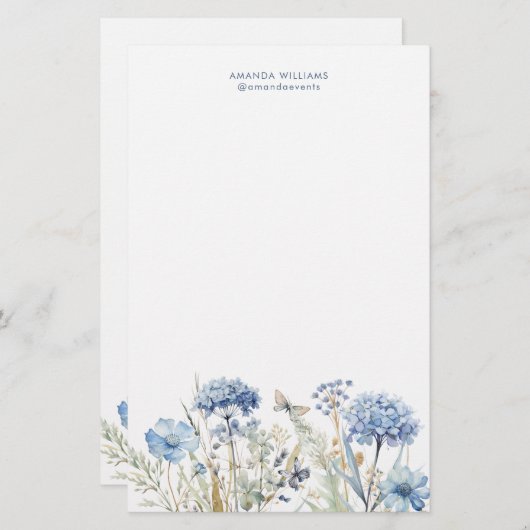 水彩青野草文房具紙 便箋 (正面/裏面)