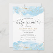 水彩青金ゴールドグリッター少年ベビー散布 招待状 (正面)