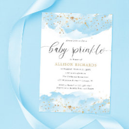 水彩青金ゴールドグリッター少年ベビー散布 招待状