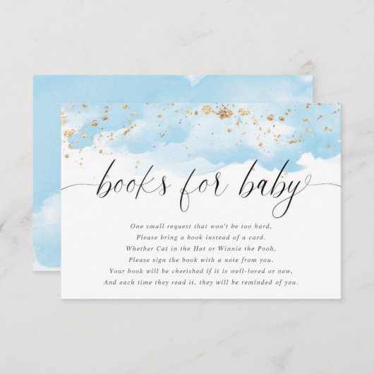 水彩青金ゴールドグリッター白書男の赤ちゃん エンクロージャーカード (正面/裏面)