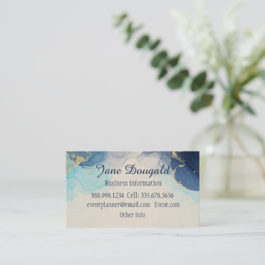 水彩青金ゴールドモダンプロフェッショナルエレガント 名刺 (スタンド正面)