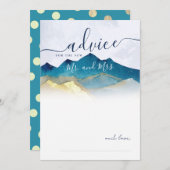 水彩青金ゴールド山結婚のアドバイスカード アドバイスカード (正面/裏面)