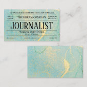 水彩青金ゴールド新聞ヴィンテージビジネスCa 名刺 (正面/裏面)