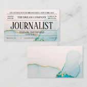 水彩青金ゴールド新聞ヴィンテージ 名刺 (正面/裏面)