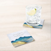 水彩青金箔マウンテンアウトドア結婚ズ スクエアペーパーコースター (インサイチュ)