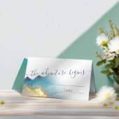 水彩青金箔マウンテンアウトドア結婚ズ プレイスカード