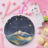 水彩青金箔マウンテンアウトドア結婚ズ ペーパープレート (パーティー)