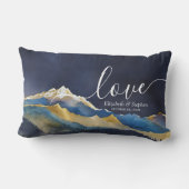 水彩青金箔マウンテンアウトドア結婚ズ ランバークッション (裏面)