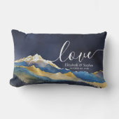 水彩青金箔マウンテンアウトドア結婚ズ ランバークッション (正面)