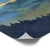 水彩青金箔山結婚の歓迎 ポスター (角)