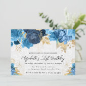 水彩青金花卉 21岁生日 招待状 (スタンド正面)