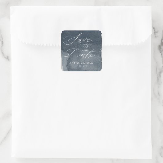 水彩青鋼洗い流し日を保存 スクエアシール (バッグ)