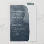 水彩青鋼洗モダン結婚流 招待状 (正面/裏面)