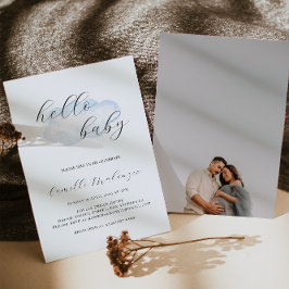 水彩青雲の赤ちゃんシャワー写真の招待状 招待状