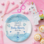 水彩青雲パステルブラシ男の赤ちゃんシャワー ペーパープレート (パーティー)