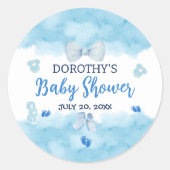 水彩青雲パステルブラシ男の赤ちゃんシャワー ラウンドシール (正面)
