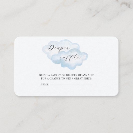 水彩青雲赤ちゃんシャワーおむつラッフル エンクロージャーカード (正面)