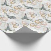 水彩青風船お洒落鯨 ラッピングペーパー (角)