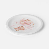 水彩青風船テディベア赤ちゃんシャワー ペーパープレート (アングル)