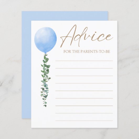 水彩青風船ボーイベビーシャワー (正面/裏面)