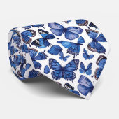 水彩青鮮やか蝶 ネクタイ (ロール)