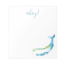 水彩青鯨文具パーソナライズされた具 ノートパッド