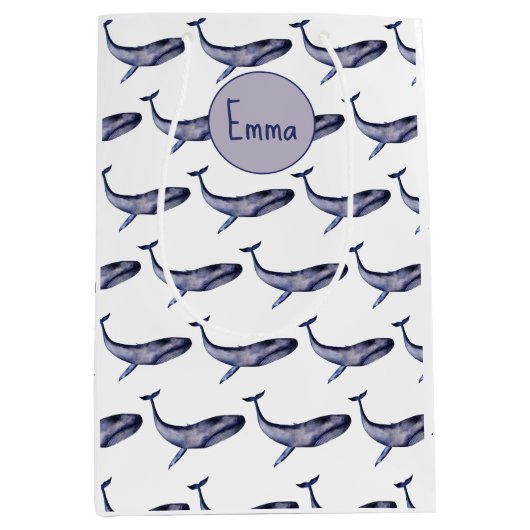 水彩青鯨 ミディアムペーパーバッグ (正面)