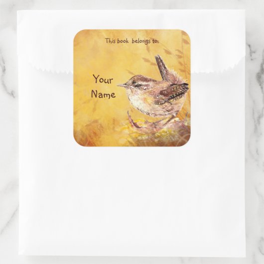 水彩青鳥この本は蔵書票 スクエアシール (バッグ)