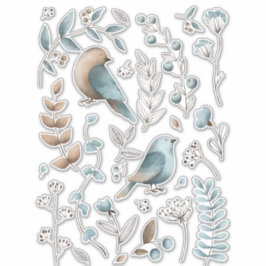 水彩青鳥クリップアート シール