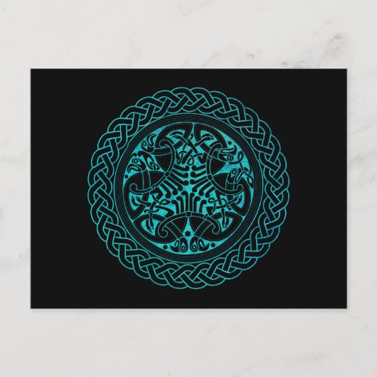 水彩青鳥ケルト結び目模様リングや輪 ポストカード (正面)