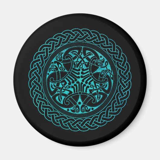 水彩青鳥ケルト結び目模様リングや輪 マグネット (正面)